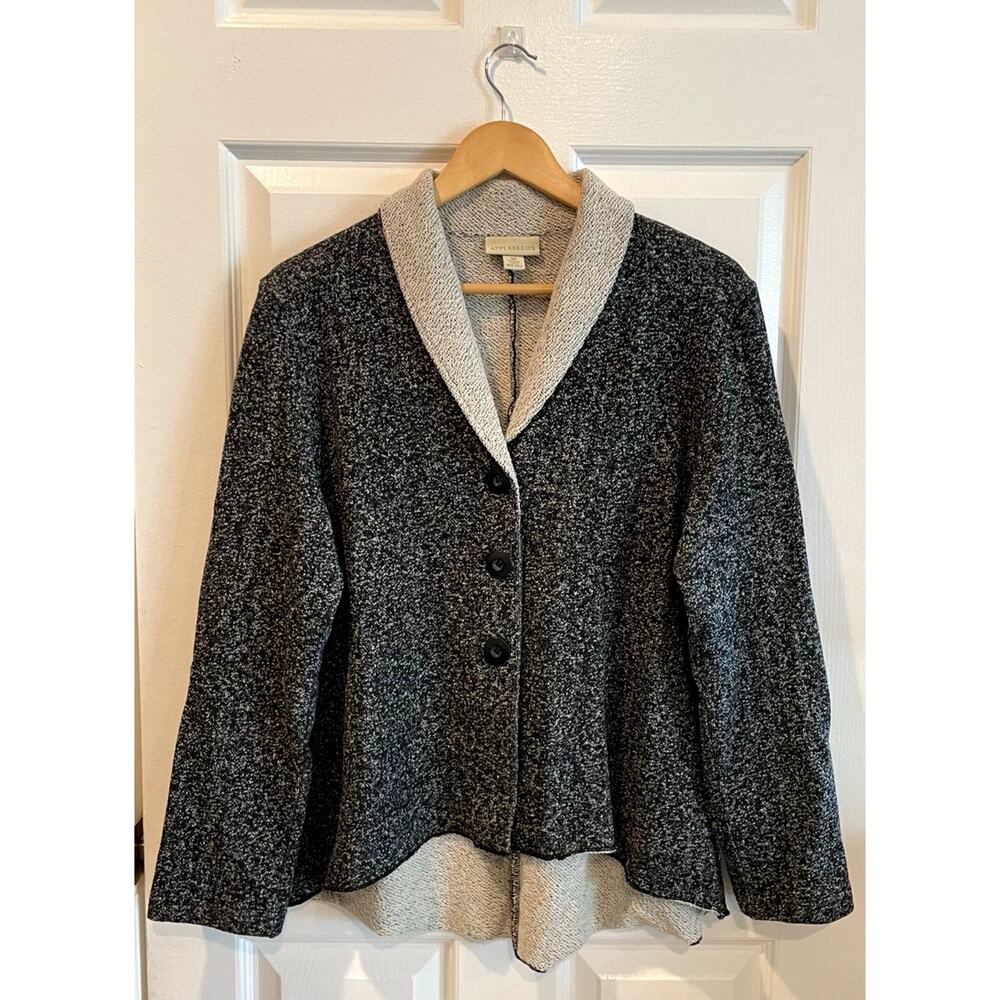 Appleseed's Black Knit Shawl Collar Cardigan Sweater Button Up Size Medium